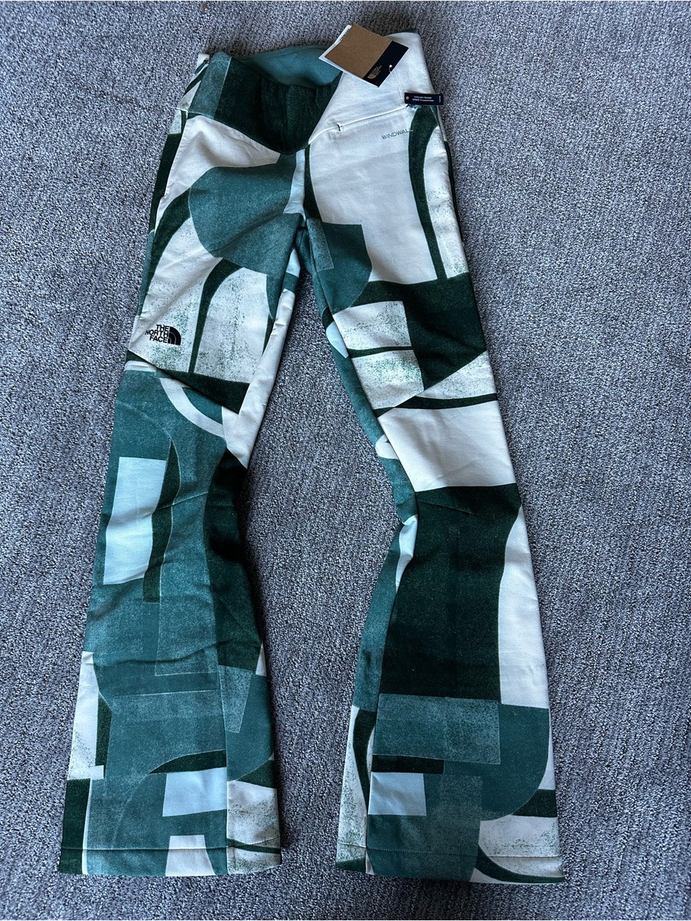 The North Face Green and Cream Windwall Jacket with Abstract Panels